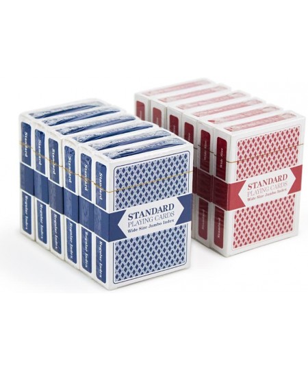 12 Decks of Playing Cards Jumbo Index Poker Wide Size (6 Red/6 Blue) - Large Print Plastic Coated Cards – Card Games Poker Te...