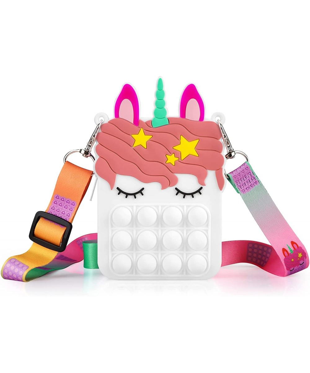 Pop Shoulder Bag for Girls and Women Mini Pop Purse Bags Lovely Sensory Silicone Cartoon Bag Toy for Students Kids (White) $1...