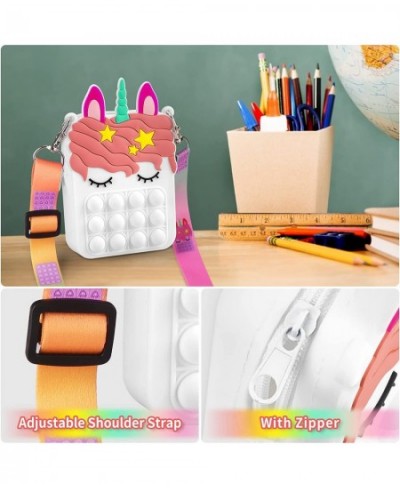 Pop Shoulder Bag for Girls and Women Mini Pop Purse Bags Lovely Sensory Silicone Cartoon Bag Toy for Students Kids (White) $1...