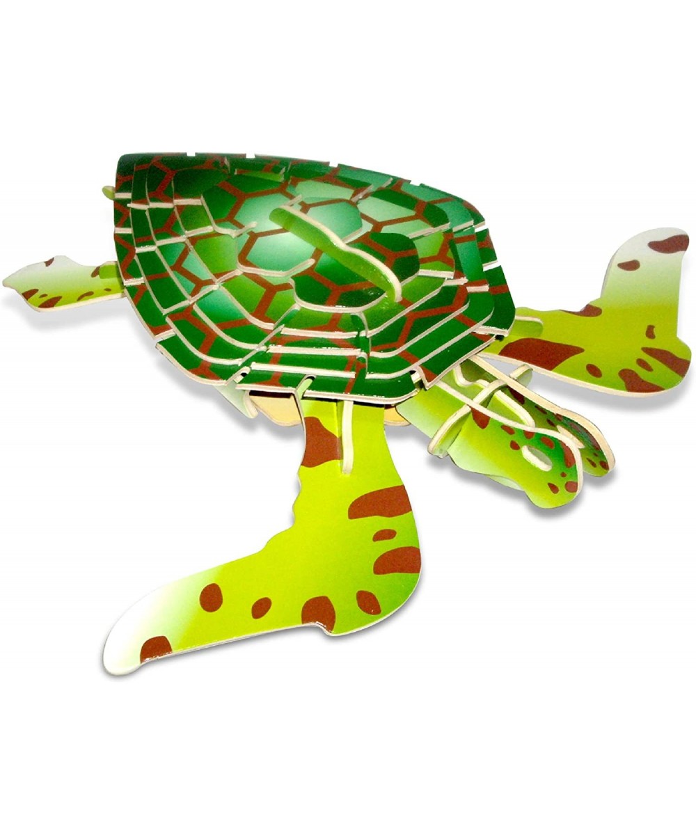 Colorful Wood Craft Construction Green Turtle 3D Jigsaw Puzzle $28.25 - 3-D Puzzles