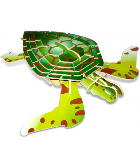 Colorful Wood Craft Construction Green Turtle 3D Jigsaw Puzzle $28.25 - 3-D Puzzles