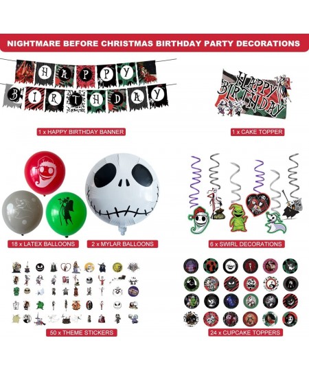 Birthday Party Decorations - Nightmare Before Christmas Christmas Party Supplies 102Pcs Included Christmas Theme Birthday Ban...