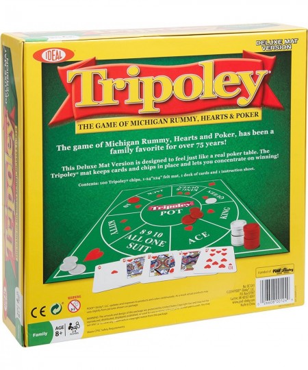 Tripoley Deluxe Board Game Family Favorite Game Combination of Michigan Rummy Hearts and Poker Perfect for Family Game Night ...