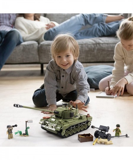 WWII-Medium Tank M26E1/Super Pershing Building Blocks Toy 2 in 1 Educational Learning Construction Toys Set for Kids Boys Gri...