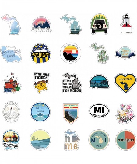 63Pcs Michigan Aesthetic Stickers Pack USA State Great Lakes Travel Vinyl Waterproof Sticker Decals for Water Bottle Laptop P...