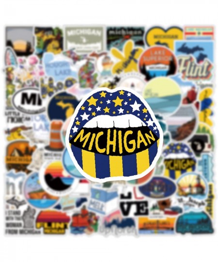 63Pcs Michigan Aesthetic Stickers Pack USA State Great Lakes Travel Vinyl Waterproof Sticker Decals for Water Bottle Laptop P...