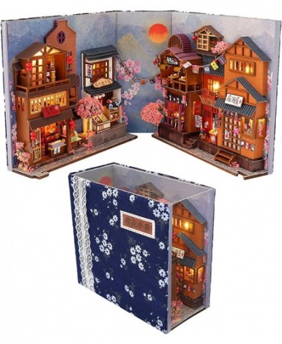 Japanesestyle Miniature Dollhouse Kit DIY Handmade Wooden Puzzle Toy Bookends Book Corner Model Building Kit with LED Lights ...