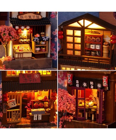 Japanesestyle Miniature Dollhouse Kit DIY Handmade Wooden Puzzle Toy Bookends Book Corner Model Building Kit with LED Lights ...