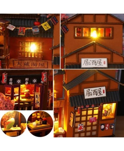 Japanesestyle Miniature Dollhouse Kit DIY Handmade Wooden Puzzle Toy Bookends Book Corner Model Building Kit with LED Lights ...