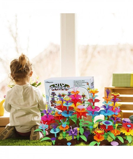 148 Pcs Flower Garden Building Toy Set for Kids Building Blocks Pretend Gardening Set Preschool Educational Activity Stem Flo...