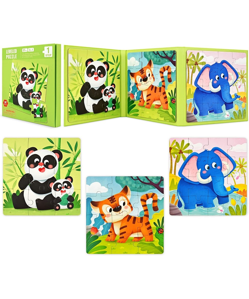 3 in 1 Magnetic Travel Puzzle for Kids Ages 3-5 Years Old Animal Beginner Puzzles Tri-Fold Book Portable Puzzles for Boys and...