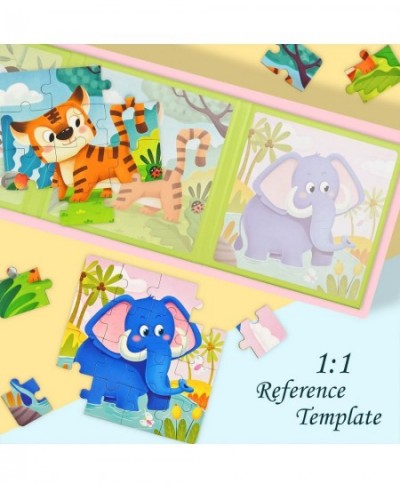 3 in 1 Magnetic Travel Puzzle for Kids Ages 3-5 Years Old Animal Beginner Puzzles Tri-Fold Book Portable Puzzles for Boys and...