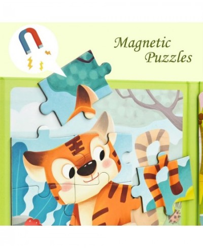 3 in 1 Magnetic Travel Puzzle for Kids Ages 3-5 Years Old Animal Beginner Puzzles Tri-Fold Book Portable Puzzles for Boys and...