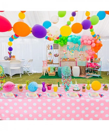 3 Pack Pink Polka Dot Party Tablecloth Plastic Pink Polka Dot Theme Party Table Covers for Pink Polka Dot Theme Birthday Part...