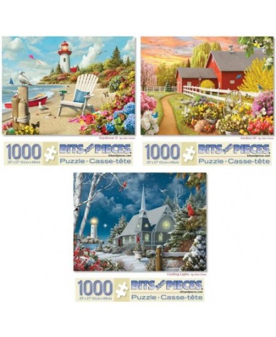 - Value Set of Three (3) 1000 Piece Jigsaw Puzzles for Adults - Each Puzzle Measures 20" X 27" - Awaken Guiding Lights and Da...