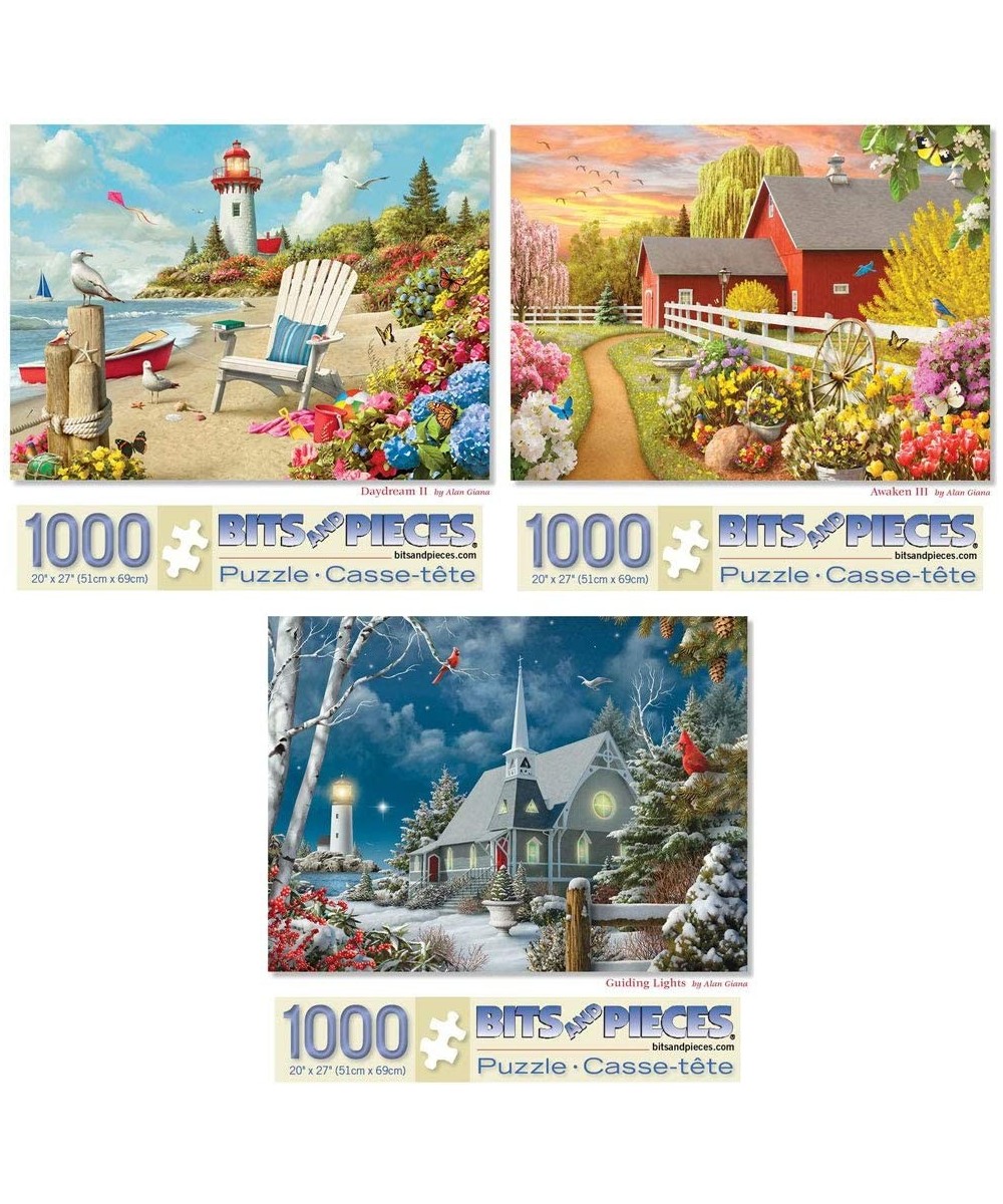 - Value Set of Three (3) 1000 Piece Jigsaw Puzzles for Adults - Each Puzzle Measures 20" X 27" - Awaken Guiding Lights and Da...