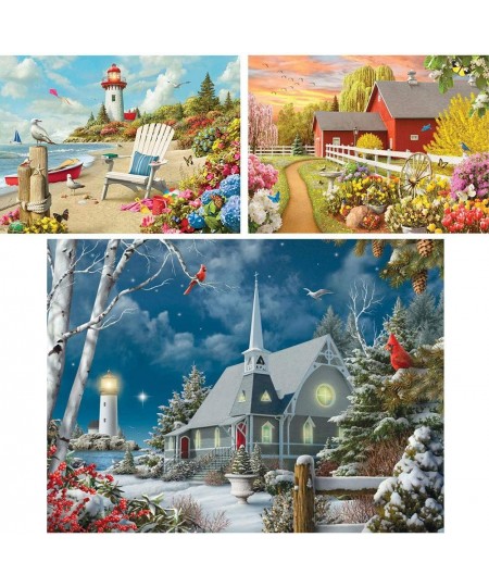 - Value Set of Three (3) 1000 Piece Jigsaw Puzzles for Adults - Each Puzzle Measures 20" X 27" - Awaken Guiding Lights and Da...