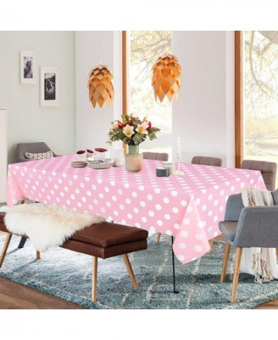 3 Pack Pink Polka Dot Party Tablecloth Plastic Pink Polka Dot Theme Party Table Covers for Pink Polka Dot Theme Birthday Part...