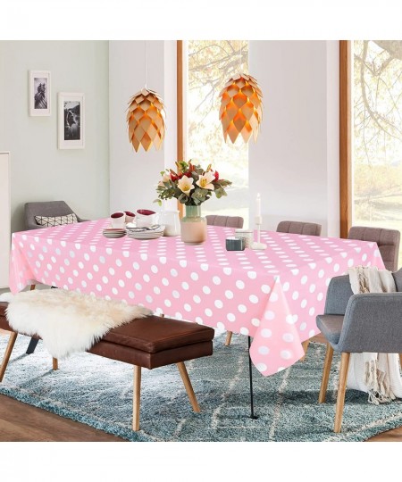 3 Pack Pink Polka Dot Party Tablecloth Plastic Pink Polka Dot Theme Party Table Covers for Pink Polka Dot Theme Birthday Part...