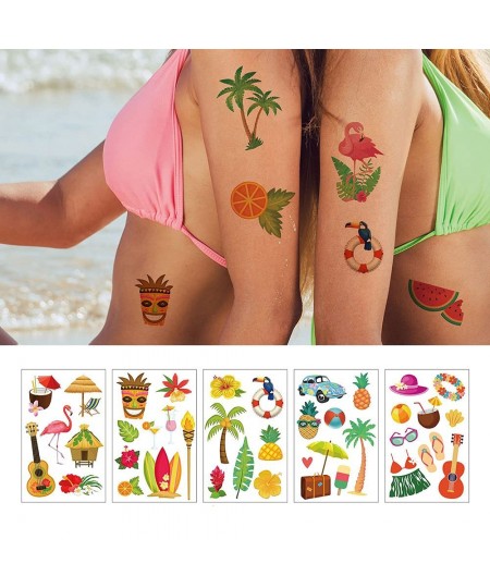 Hawaii Kids Temporary Tattoos 10sheets Fake Tattoos Beach Pool Birthday Party Supplies Gnome Decoration Stickers Art Craft Wa...