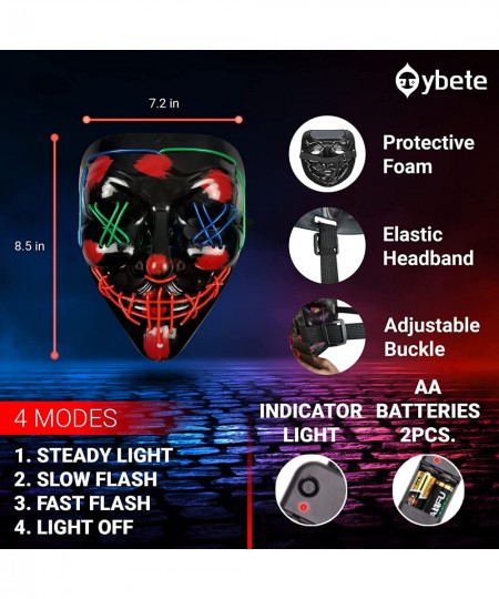 Halloween Glow Mask with 4 Light Modes LED Light Up Purge Mask for Festival Cosplay Fun Costume Party for Men/Women/Kids $27....