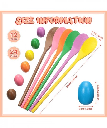 24 Set Egg and Spoon Race Game Birthday Party Family Reunion Field Day Carnival Outdoor Game Easter Halloween Egg Hunt Game f...