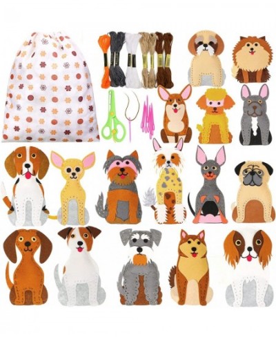 33 Pieces Puppy Sewing Kit Felt Animals DIY Animal Craft Kit Dog Stuffed with Wooden Clips and Storage Bag Animal Crafts for ...