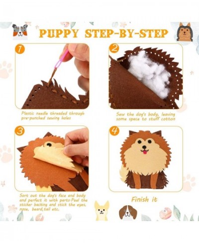 33 Pieces Puppy Sewing Kit Felt Animals DIY Animal Craft Kit Dog Stuffed with Wooden Clips and Storage Bag Animal Crafts for ...