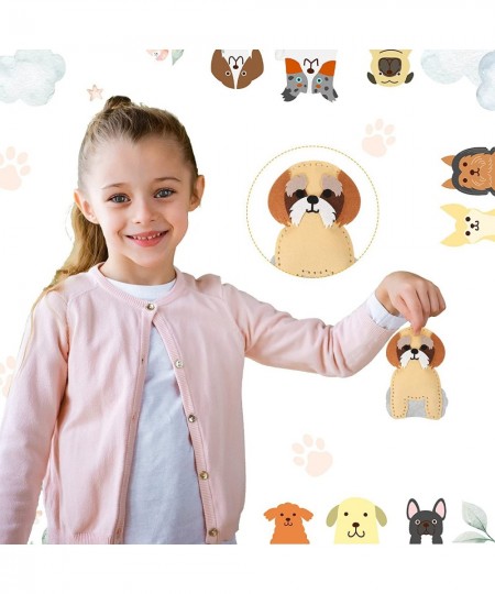 33 Pieces Puppy Sewing Kit Felt Animals DIY Animal Craft Kit Dog Stuffed with Wooden Clips and Storage Bag Animal Crafts for ...