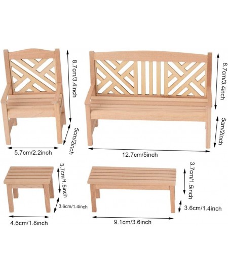 Dollhouse Table and Chairs Stool 1:12 Simulation Miniature Garden Village Patio Park Bench Model Toy $38.85 - Dollhouse Acces...