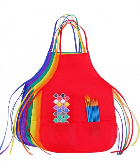 12Pcs Kids Painting Aprons 6 Color Kids Aprons for Painting Children Painting Aprons Art Smocks with 2 Roomy pockets Children...