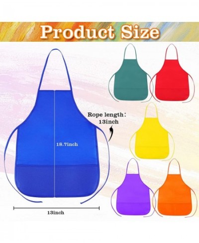 12Pcs Kids Painting Aprons 6 Color Kids Aprons for Painting Children Painting Aprons Art Smocks with 2 Roomy pockets Children...