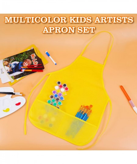 12Pcs Kids Painting Aprons 6 Color Kids Aprons for Painting Children Painting Aprons Art Smocks with 2 Roomy pockets Children...