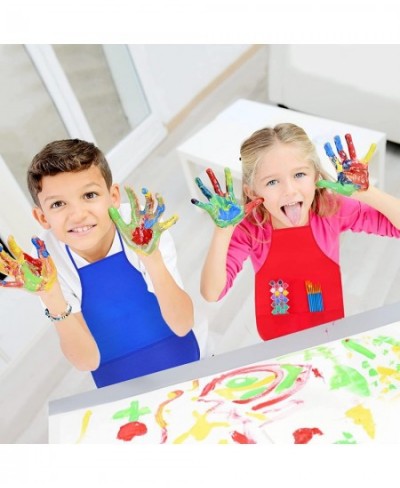 12Pcs Kids Painting Aprons 6 Color Kids Aprons for Painting Children Painting Aprons Art Smocks with 2 Roomy pockets Children...