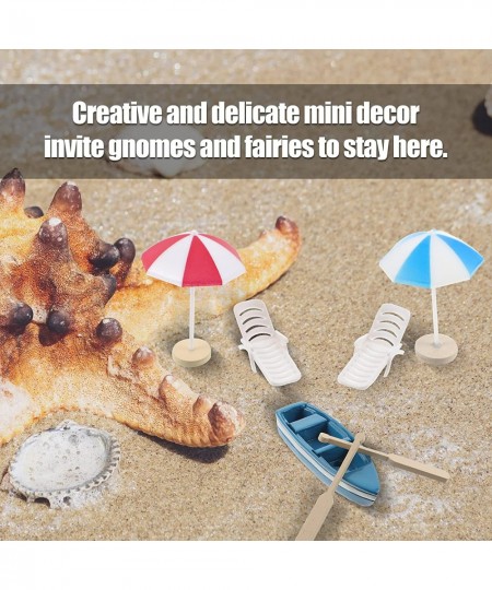 Dollhouse Decor Beach Style Miniature Ornament Kit Set Beach Chair Umbrella Boat for DIY Fairy Garden Plant Decoration $19.38...