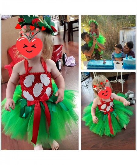 Hawaiian Red Green Tutu Dress for Girls with Tropical Fern Leaf Headband Birthday Summer Vacation Gifts $45.10 - Kids' Costumes