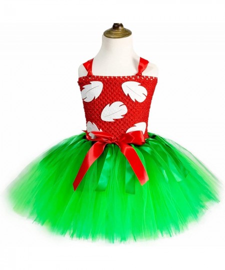 Hawaiian Red Green Tutu Dress for Girls with Tropical Fern Leaf Headband Birthday Summer Vacation Gifts $45.10 - Kids' Costumes