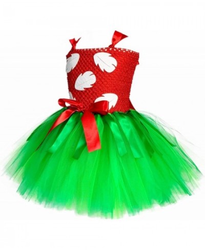 Hawaiian Red Green Tutu Dress for Girls with Tropical Fern Leaf Headband Birthday Summer Vacation Gifts $45.10 - Kids' Costumes