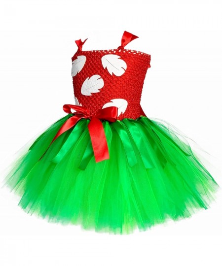 Hawaiian Red Green Tutu Dress for Girls with Tropical Fern Leaf Headband Birthday Summer Vacation Gifts $45.10 - Kids' Costumes