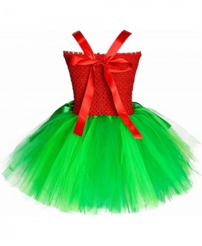 Hawaiian Red Green Tutu Dress for Girls with Tropical Fern Leaf Headband Birthday Summer Vacation Gifts $45.10 - Kids' Costumes