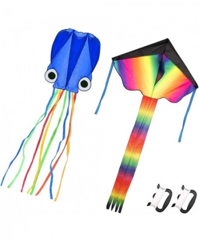 Rainbow Kite Mollusc Octopus Kite 2Pack Easy to Fly Kites for Kids Ages 4-8 and Kites for Adults Kite with 2Handle 300ft Kite...