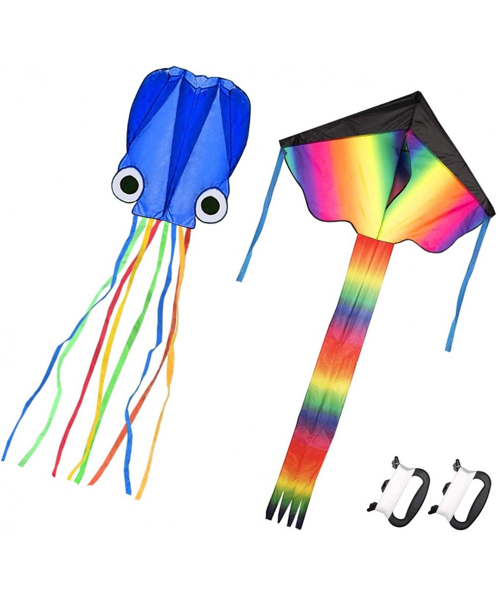 Rainbow Kite Mollusc Octopus Kite 2Pack Easy to Fly Kites for Kids Ages 4-8 and Kites for Adults Kite with 2Handle 300ft Kite...