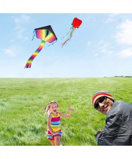 Rainbow Kite Mollusc Octopus Kite 2Pack Easy to Fly Kites for Kids Ages 4-8 and Kites for Adults Kite with 2Handle 300ft Kite...