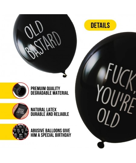 32 Piece Funny Abusive Old Age Birthday Party Balloons - 12"/32 Pack with 10 Different Rude and Offensive Phrases - 12 Inch L...