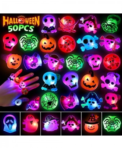 Halloween Rings for Kids 50 Pcs Halloween LED Flash Light up Rings Halloween toys in bulk Halloween treats for kids Bulk Hall...