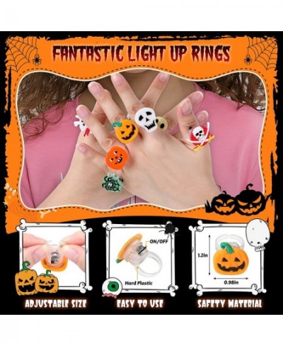 Halloween Rings for Kids 50 Pcs Halloween LED Flash Light up Rings Halloween toys in bulk Halloween treats for kids Bulk Hall...