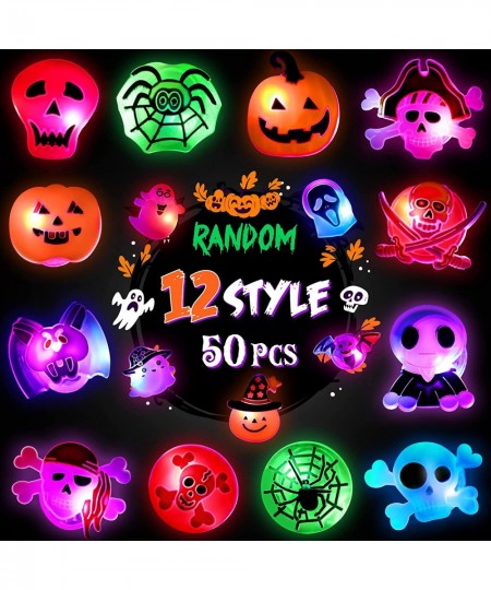 Halloween Rings for Kids 50 Pcs Halloween LED Flash Light up Rings Halloween toys in bulk Halloween treats for kids Bulk Hall...