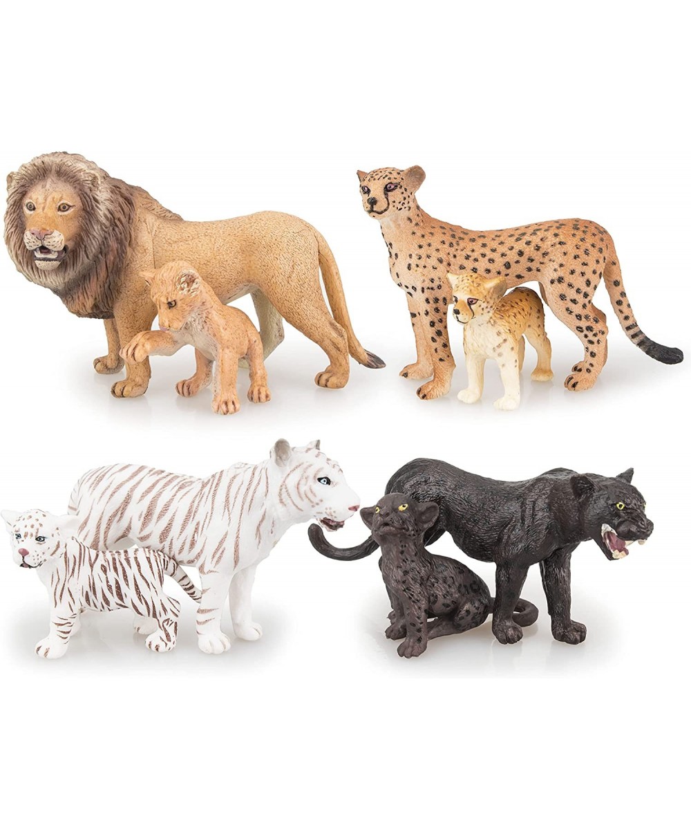 8PCS 2-5" Plastic Jungle Animals Figure Playset Includes Baby Animals Realistic Lion Tiger Cheetah Black Panther Figurines wi...