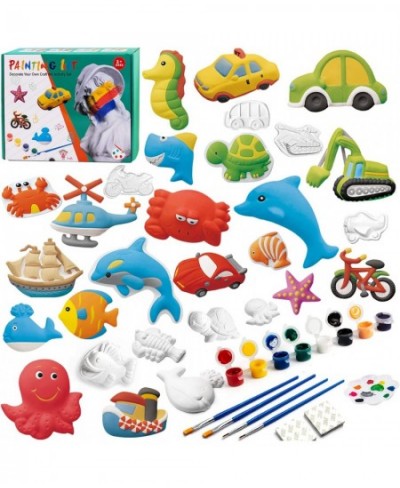 65 PCS Kids Arts and Crafts Set Painting Kit Plaster Painting Craft Kit Art Set for Paint Your Own Figurines STEM Creative Ac...