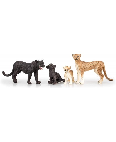 8PCS 2-5" Plastic Jungle Animals Figure Playset Includes Baby Animals Realistic Lion Tiger Cheetah Black Panther Figurines wi...